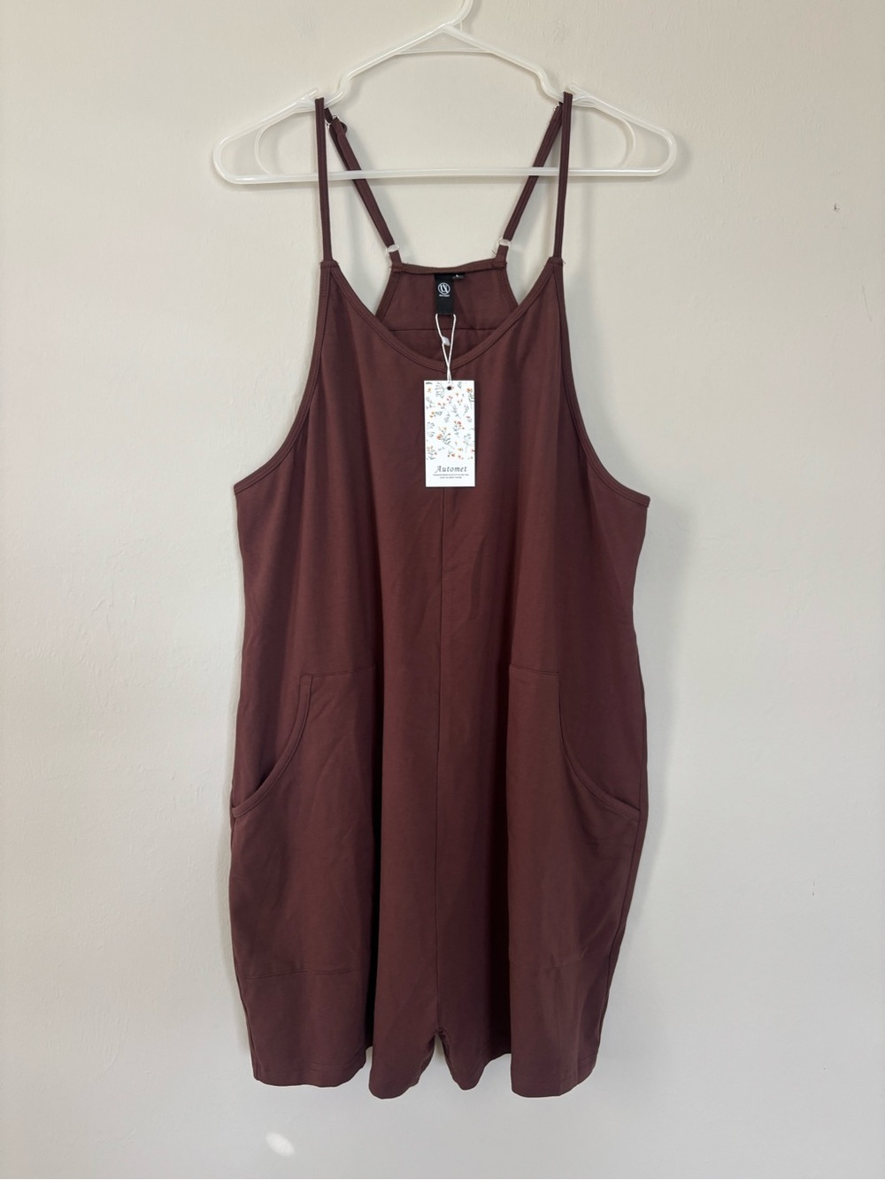 Automet Women’s Size Large Romper Brown Pockets NEW